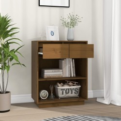 vidaXL Mesa consola de madera maciza de pino marrón miel 60x34x75 cm