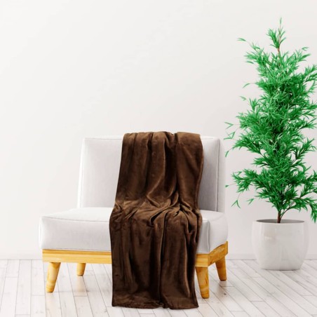 vidaXL Manta de poliéster marrón cacao 200x240 cm