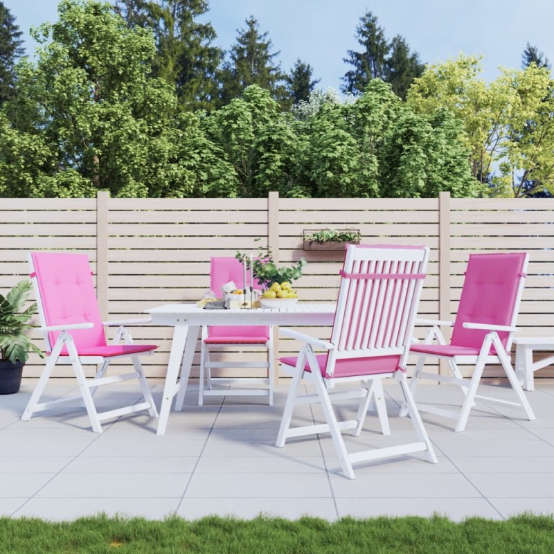 vidaXL Cojines para sillas con respaldo alto 4 uds tela rosa