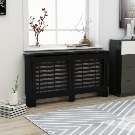 vidaXL Cubierta para radiador MDF negro 152x19x81,5 cm