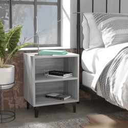 vidaXL Mesitas de noche 2 uds patas de metal gris Sonoma 40x30x50 cm
