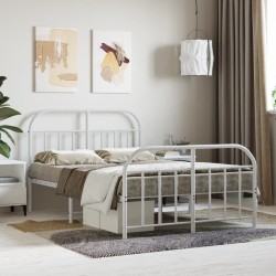 vidaXL Estructura cama metal con cabecero y estribo blanco 120x190 cm
