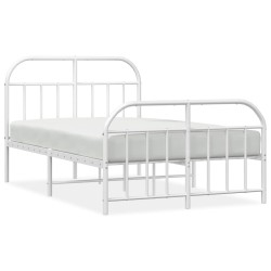 vidaXL Estructura cama metal con cabecero y estribo blanco 120x190 cm