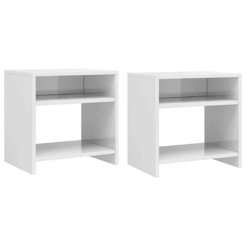 vidaXL Mesitas de noche 2 uds madera contrachapada blanco 40x30x40 cm vidaXL Mesitas de noche 2 uds madera contrachapada blanco 40x30x40 cm