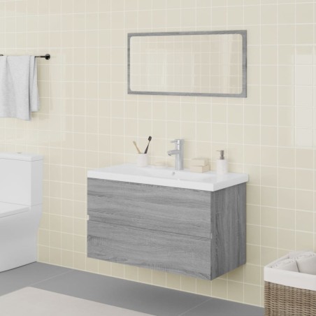 vidaXL Set de muebles de baño madera contrachapada gris Sonoma