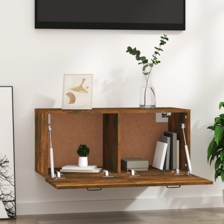 vidaXL Armario pared madera contrachapada roble ahumado 80x35x36,5 cm