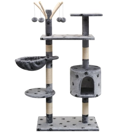 vidaXL Rascador para gatos poste rascador de sisal 125 cm huellas gris