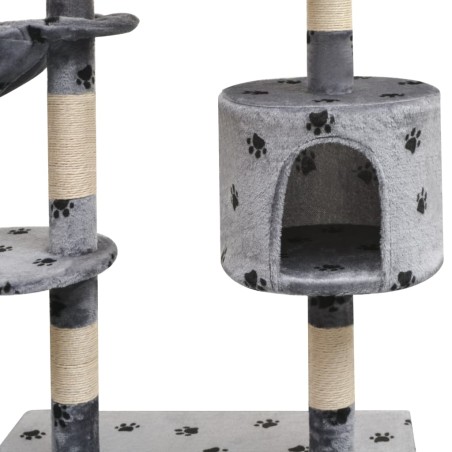 vidaXL Rascador para gatos poste rascador de sisal 125 cm huellas gris