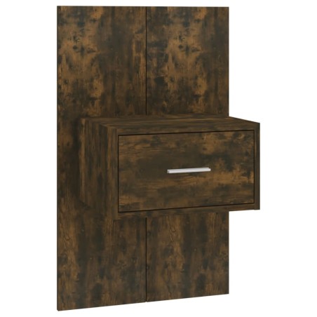 vidaXL Mesita de noche de pared roble ahumado