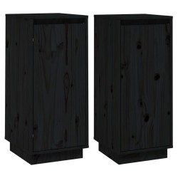vidaXL Aparador 2 uds madera maciza de pino negro 31,5x34x75 cm