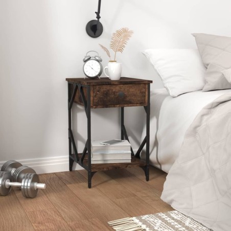 vidaXL Mesita de noche madera contrachapada roble ahumado 40x42x60 cm