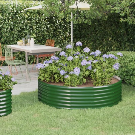 vidaXL Jardinera arriate acero recubrimiento polvo verde 140x140x36 cm