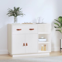 vidaXL Aparador de madera maciza de pino blanco 98,5x40x75 cm