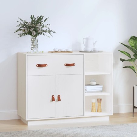 vidaXL Aparador de madera maciza de pino blanco 98,5x40x75 cm