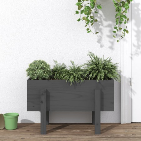 vidaXL Jardinera madera maciza de pino gris 62x30x38 cm