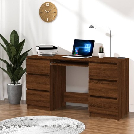 vidaXL Escritorio madera contrachapada roble marrón 140x50x77 cm