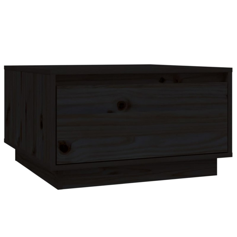 vidaXL Mesa de centro de madera maciza de pino negro 55x56x32 cm