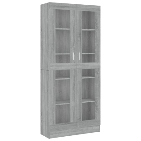 vidaXL Vitrina de madera contrachapada gris sonoma 82,5x30,5x185,5 cm