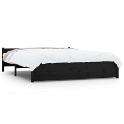 vidaXL Estructura de cama de madera maciza negro 140x190 cm