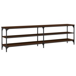 vidaXL Mueble TV metal y madera contrachapada marrón roble 180x30x50cm