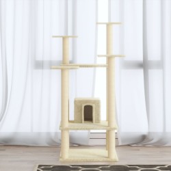 vidaXL Rascador para gatos con postes de sisal crema 110 cm