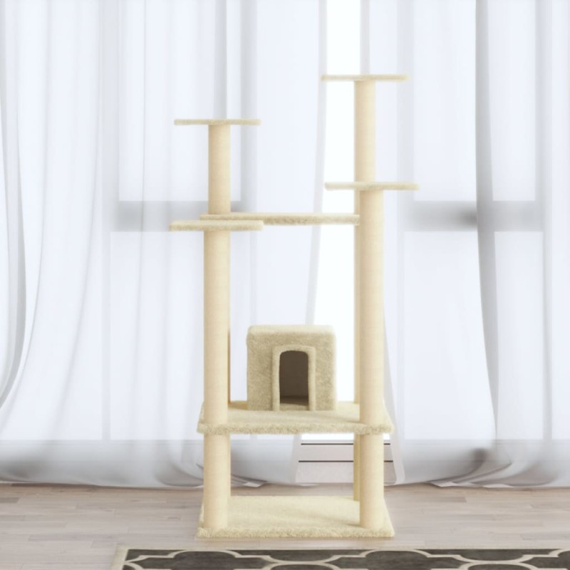 vidaXL Rascador para gatos con postes de sisal crema 110 cm vidaXL Rascador para gatos con postes de sisal crema 110 cm