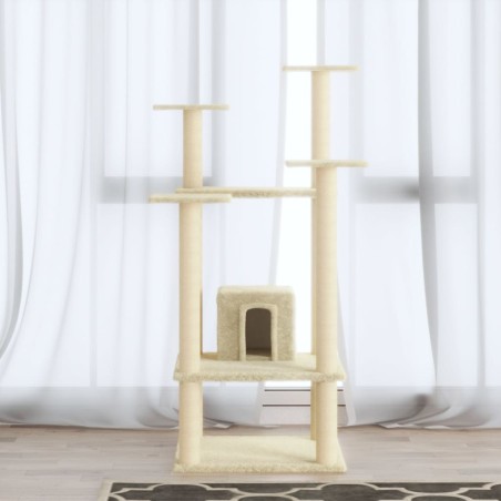 vidaXL Rascador para gatos con postes de sisal crema 110 cm