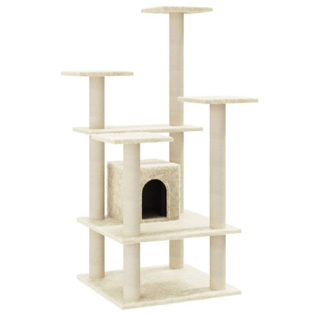vidaXL Rascador para gatos con postes de sisal crema 110 cm