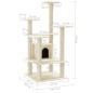 vidaXL Rascador para gatos con postes de sisal crema 110 cm vidaXL Rascador para gatos con postes de sisal crema 110 cm