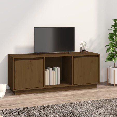 vidaXL Mueble para TV madera maciza de pino marrón miel 110,5x35x44 cm