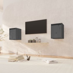 vidaXL Armario de pared 2 uds madera maciza de pino gris 30x30x40 cm