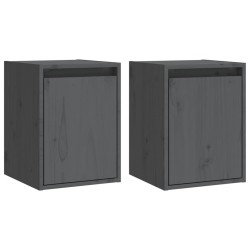 vidaXL Armario de pared 2 uds madera maciza de pino gris 30x30x40 cm