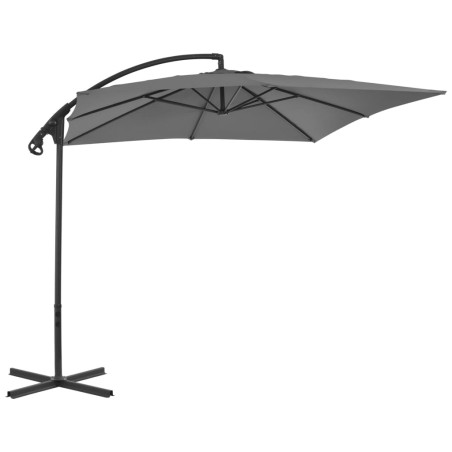 vidaXL Sombrilla voladiza con palo de acero 250x250 cm antracita
