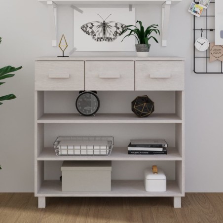 vidaXL Mesa consola HAMAR madera maciza de pino blanco 90x35x90 cm