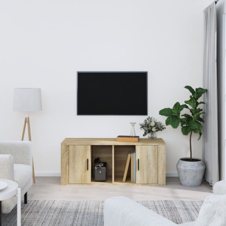 vidaXL Mueble para TV madera contrachapada color roble 100x35x40 cm
