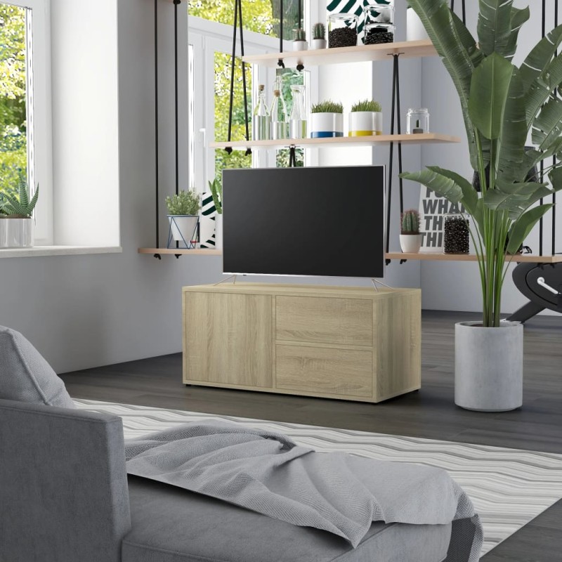 vidaXL Mueble para TV madera contrachapada color roble 80x34x36 cm