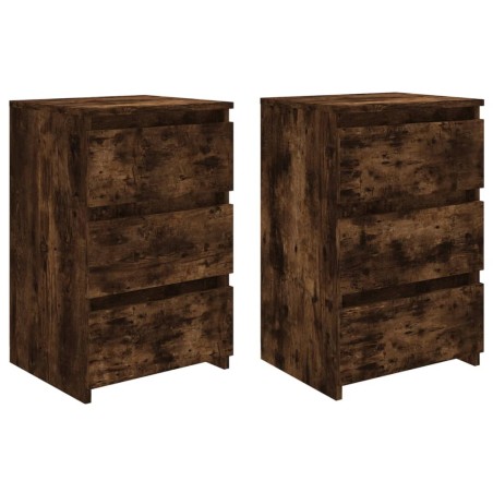 vidaXL Mesita de noche 2 uds contrachapado roble ahumado 40x35x62,5cm