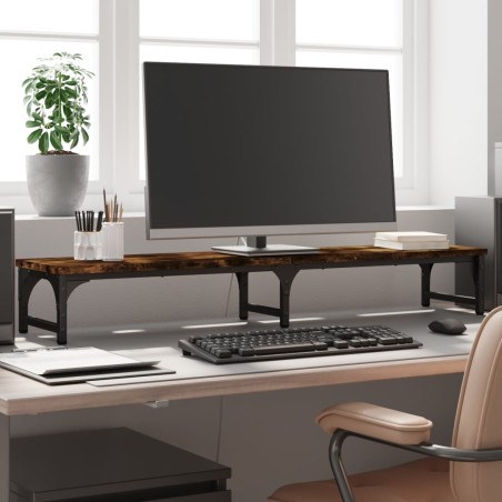 vidaXL Soporte pantalla madera ingeniería roble ahumado 105x23x15,5 cm