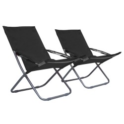 vidaXL Sillas de playa plegables 2 unidades tela negro