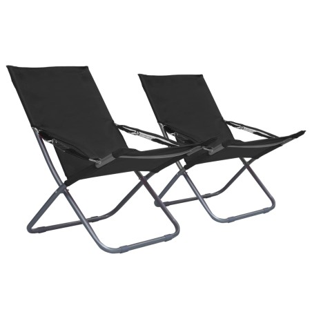 vidaXL Sillas de playa plegables 2 unidades tela negro