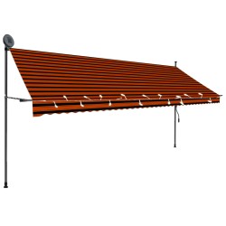 vidaXL Toldo manual retráctil con LED naranja y marrón 400 cm