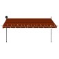 vidaXL Toldo manual retráctil con LED naranja y marrón 400 cm vidaXL Toldo manual retráctil con LED naranja y marrón 400 cm