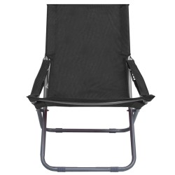 vidaXL Sillas de playa plegables 2 unidades tela negro