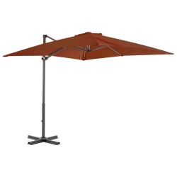 vidaXL Sombrilla voladiza con palo de aluminio terracota 250x250 cm