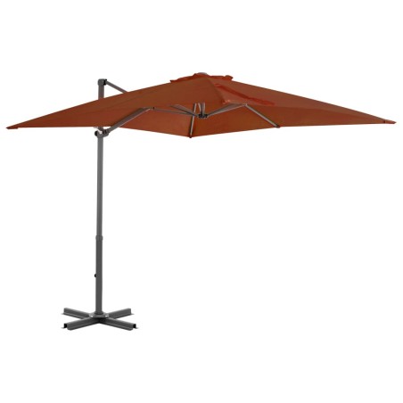 vidaXL Sombrilla voladiza con palo de aluminio terracota 250x250 cm