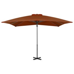 vidaXL Sombrilla voladiza con palo de aluminio terracota 250x250 cm