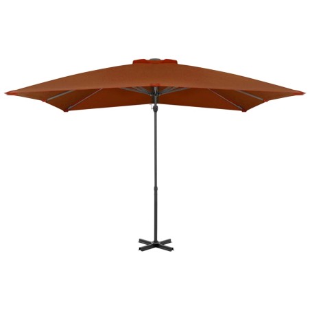 vidaXL Sombrilla voladiza con palo de aluminio terracota 250x250 cm