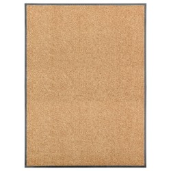 vidaXL Felpudo lavable crema 90x120 cm