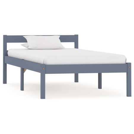vidaXL Estructura de cama de madera maciza de pino gris 90x200 cm