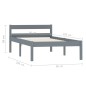 vidaXL Estructura de cama de madera maciza de pino gris 90x200 cm